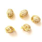 Zirconia Paved Football Helmet Spacer Beads Bling Gold-Plated Jewelry Finding