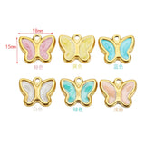 10pcs 18K Plated Stainless Steel Butterfly Enamel Pendant for Necklace DIY