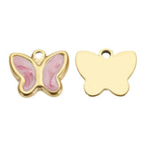 10pcs 18K Plated Stainless Steel Butterfly Enamel Pendant for Necklace DIY