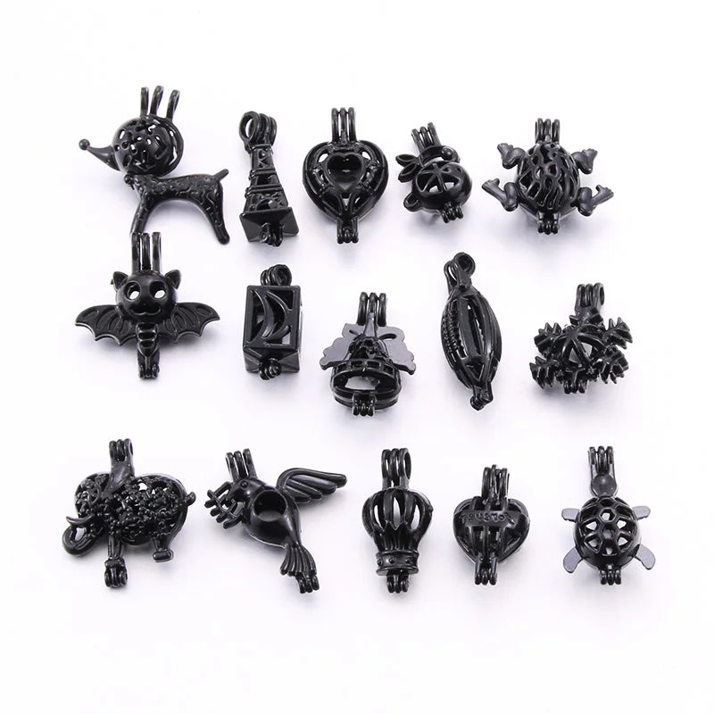 10pcs Pearl Cage Locket Pendant Rainbow Jewelry Making Essential Oil Diffuser