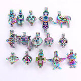 10pcs Pearl Cage Locket Pendant Rainbow Jewelry Making Essential Oil Diffuser