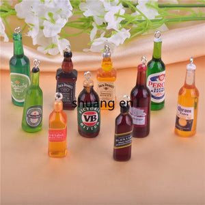 10pcs Beer Bottle Resin Charms for DIY Jewelry