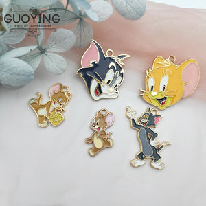 10pc Cat & Mouse Enamel Charms for DIY Earrings Keychain Necklace