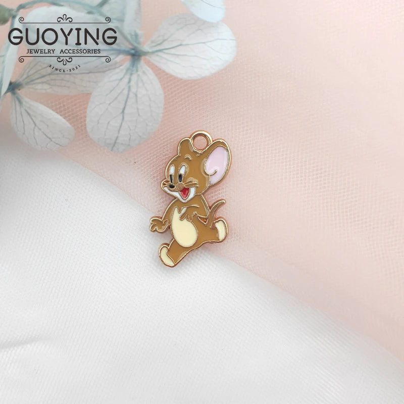 10pc Cat & Mouse Enamel Charms for DIY Earrings Keychain Necklace