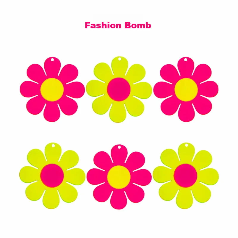 (10pcs/bag) Red Yellow Acrylic Tropical Style Pendants DIY Earrings Necklace
