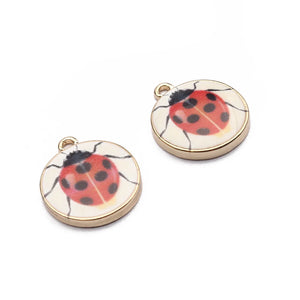 10pcs Drop Oil Beetle Charms Enamel Ladybug Alloy Pendants DIY Jewelry