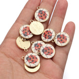 10pcs Drop Oil Beetle Charms Enamel Ladybug Alloy Pendants DIY Jewelry