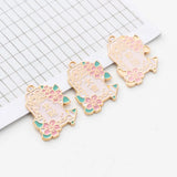 10pcs Pendant Flower Charm Enamel Logo Jewelry DIY Accessories