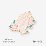 10pcs Pendant Flower Charm Enamel Logo Jewelry DIY Accessories