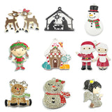10pcs/bag Christmas Series 2: Rhinestone Snowman,Angel Girl Enamel Santa Pendant