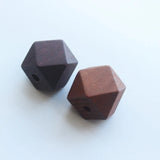 10pcs Coffee Faceted Geometric Wood Beads 20mm DIY Necklace Jewelry Supply
