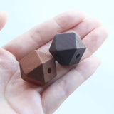 10pcs Coffee Faceted Geometric Wood Beads 20mm DIY Necklace Jewelry Supply