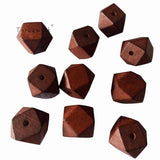 10pcs Coffee Faceted Geometric Wood Beads 20mm DIY Necklace Jewelry Supply