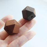 10pcs Coffee Faceted Geometric Wood Beads 20mm DIY Necklace Jewelry Supply