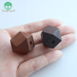 10pcs Coffee Faceted Geometric Wood Beads 20mm DIY Necklace Jewelry Supply