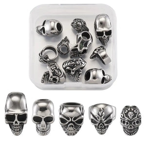 10pcs 304 SS Skull European Beads for Jewelry Making, 54x53x20mm