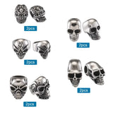 10pcs 304 SS Skull European Beads for Jewelry Making, 54x53x20mm