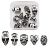10pcs 304 SS Skull European Beads for Jewelry Making, 54x53x20mm