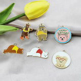 10pcs Cute Bear Enamel Charms for Jewelry Making Earring Pendant Bracelet