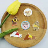 10pcs Cute Bear Enamel Charms for Jewelry Making Earring Pendant Bracelet