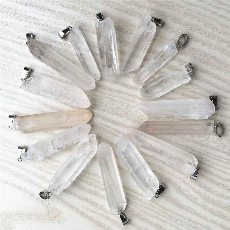 10pcs Chakra Pendant Natural Quartz Raw Ore Crystal Point
