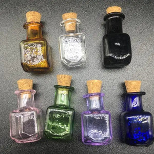 10pcs Colorful Ice Cube Glass Jar Vial Pendants Perfume Essential Oil Cork