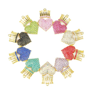 10pcs Crown Heart Charms for DIY Jewelry HT0046-HT0049