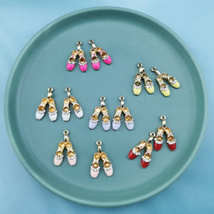 10pcs Ballet Shoes Enamel Metal Charms for DIY Jewelry Making