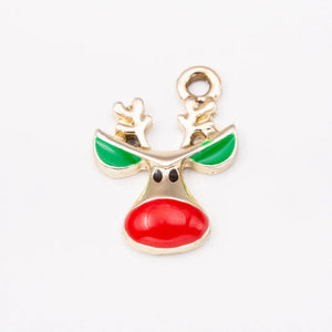 10pcs Deer Christmas Charms Enamel Pendant Earrings DIY Material