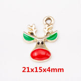 10pcs Deer Christmas Charms Enamel Pendant Earrings DIY Material