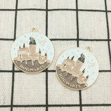 10pcs Enamel Castle Charm Night Jewelry Accessories Earring Pendant