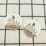 10pcs Enamel Castle Charm Night Jewelry Accessories Earring Pendant