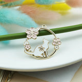 10pcs Enamel Flowers Cat Charm Jewelry Accessories DIY Finding 29*30mm