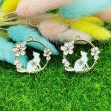 10pcs Enamel Flowers Cat Charm Jewelry Accessories DIY Finding 29*30mm