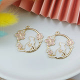 10pcs Enamel Flowers Cat Charm Jewelry Accessories DIY Finding 29*30mm