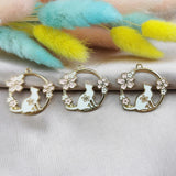 10pcs Enamel Flowers Cat Charm Jewelry Accessories DIY Finding 29*30mm