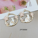 10pcs Enamel Flowers Cat Charm Jewelry Accessories DIY Finding 29*30mm