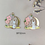 10pcs Enamel Flowers Rabbit Charm Jewelry DIY Finding 30*32mm