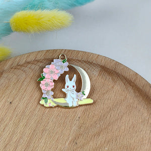 10pcs Enamel Flowers Rabbit Charm Jewelry DIY Finding 30*32mm