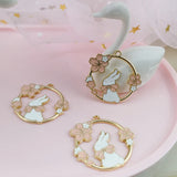 10pcs Enamel Flowers Rabbit Charm Jewelry Accessories DIY Finding 30*31mm