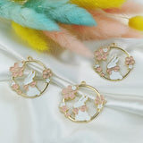 10pcs Enamel Flowers Rabbit Charm Jewelry Accessories DIY Finding 30*31mm