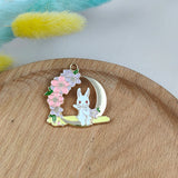 10pcs Enamel Flowers Rabbit Charm Jewelry DIY Finding 30*32mm