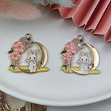10pcs Enamel Flowers Rabbit Charm Jewelry DIY Finding 30*32mm