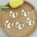 10pcs Enamel Flowers Rabbit Charm Jewelry Accessories DIY Finding 30*31mm