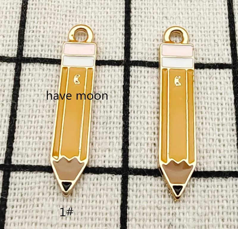 10pcs Enamel Pencil Charm Jewelry Accessories 5x31mm