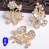 10pcs Alloy Rhinestone Leaf Charm Flower Pendant DIY Wedding Jewelry Making