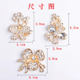 10pcs Alloy Rhinestone Leaf Charm Flower Pendant DIY Wedding Jewelry Making