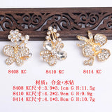 10pcs Alloy Rhinestone Leaf Charm Flower Pendant DIY Wedding Jewelry Making