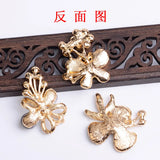 10pcs Alloy Rhinestone Leaf Charm Flower Pendant DIY Wedding Jewelry Making