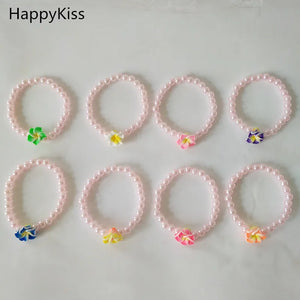10pcs Soft TaoHua Pink 6MM Pearl Beads Children's Bracelets for Girls Jewelry